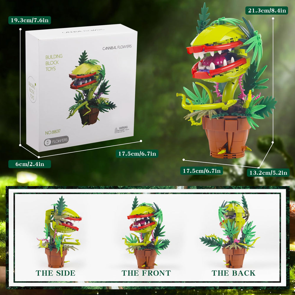 Bibilock LEGO-compatible Audrey II assembly fits with brick collections.