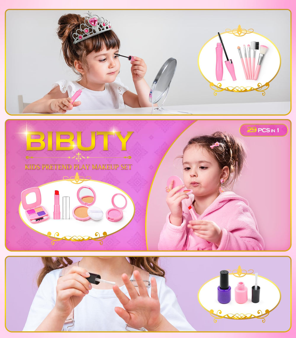 BIBUTY princess tiara necklace and bracelet set for accessorized play.