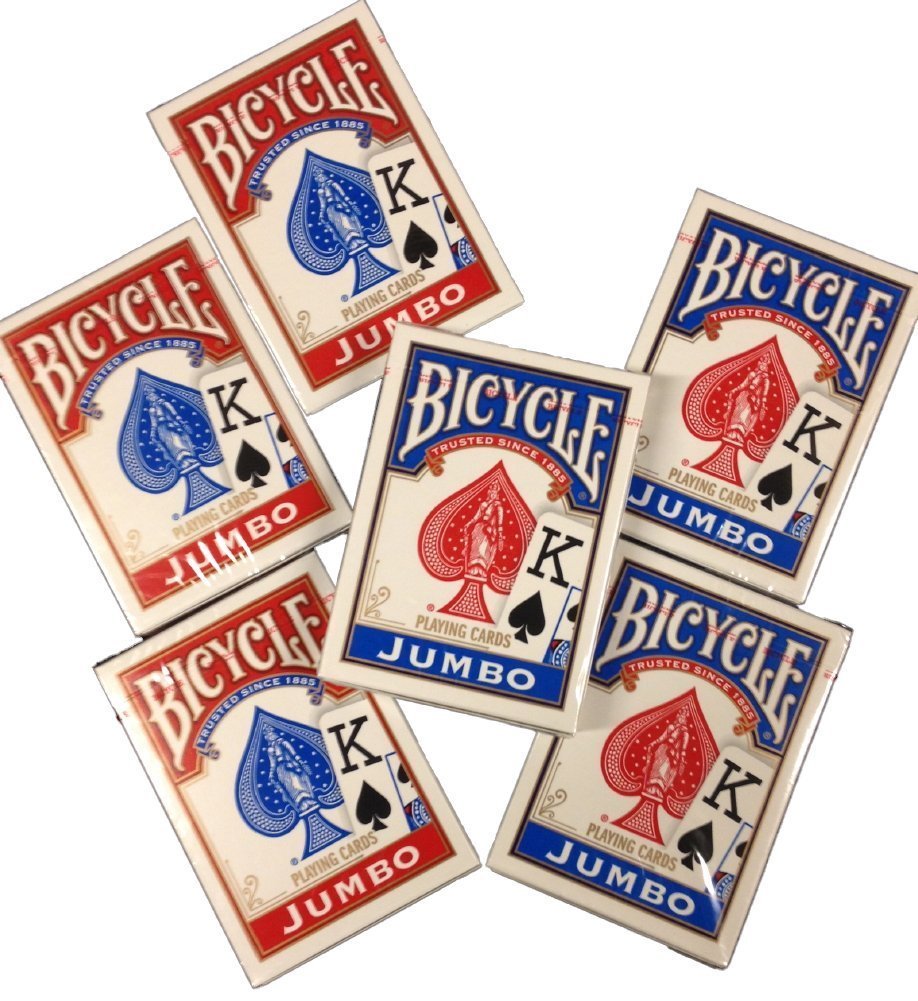 Bicycle Jumbo Index playing cards by Las Vegas Poker Chips with jumbo numbers for quick reads