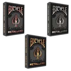 Bicycle Metalluxe black gold deck foil design for upscale play.