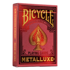 Bicycle Metalluxe red playing cards with premium metal foil for luxurious game nights.