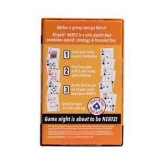 Bicycle Nertz set showing eight color-coded decks organized for competition