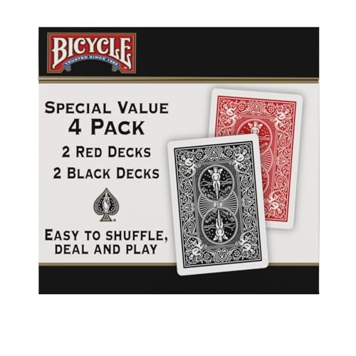 Bicycle 4-pack box showing four complete USA-made decks