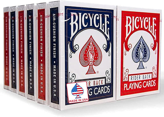 Bicycle Rider Back 12-decks pack shown for versatile game nights and tournaments.