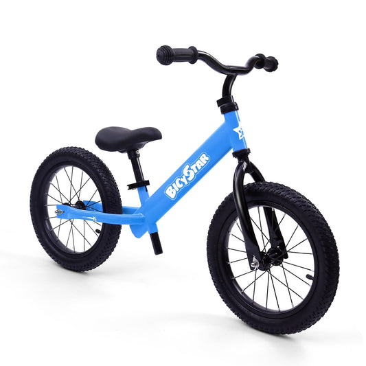 Bicystar balance bike 14-inch front view shows a sturdy frame for safe beginner rides.