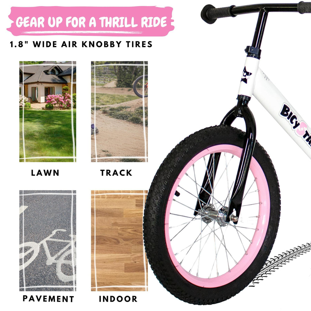 Bicystar balance bike adjustable height fits growing children.