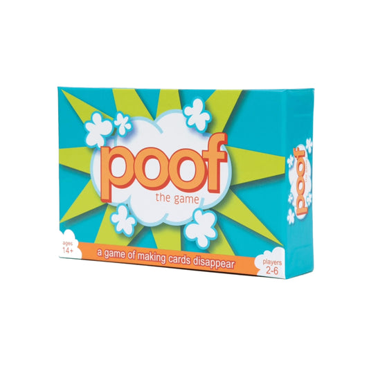 Bidson Games Poof Game box shown for quick setup and travel-friendly fun.