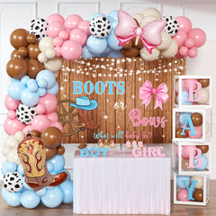 BIENAN Boots or Bows backdrop for a western gender reveal photo moment.