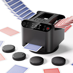 BIFTU automatic card shuffler front view showing compact design for easy setup.