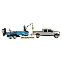 Big Country Toys fishing toy playset boat and Ford F-250 action for realistic pretend fishing
