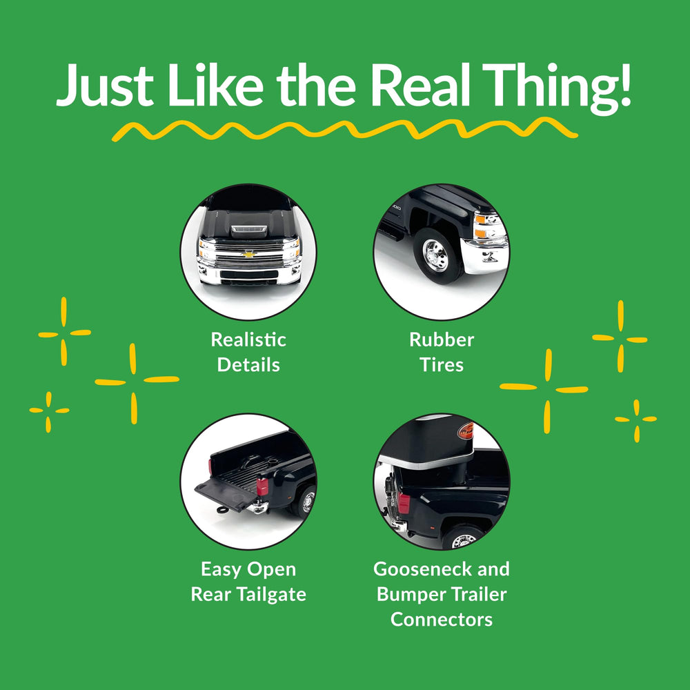 Tailgate folds down on the Big Country Toys Silverado for loading play cargo.