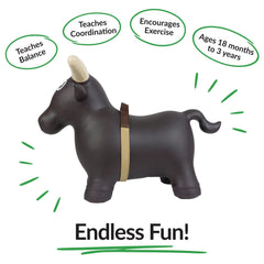 Big Country Toys inflatable bull bounce provides safe fun for toddlers.