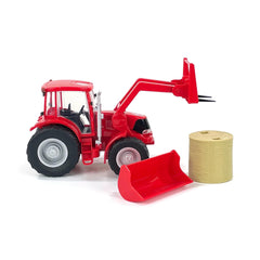 Big Country Toys red tractor front view with working doors and attachments.