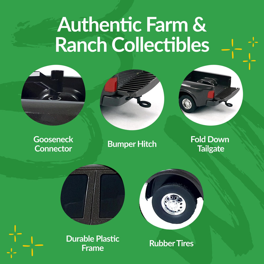 Big Country Toys Yellowstone Ram 3500 gooseneck hitch supports versatile trailer setups.