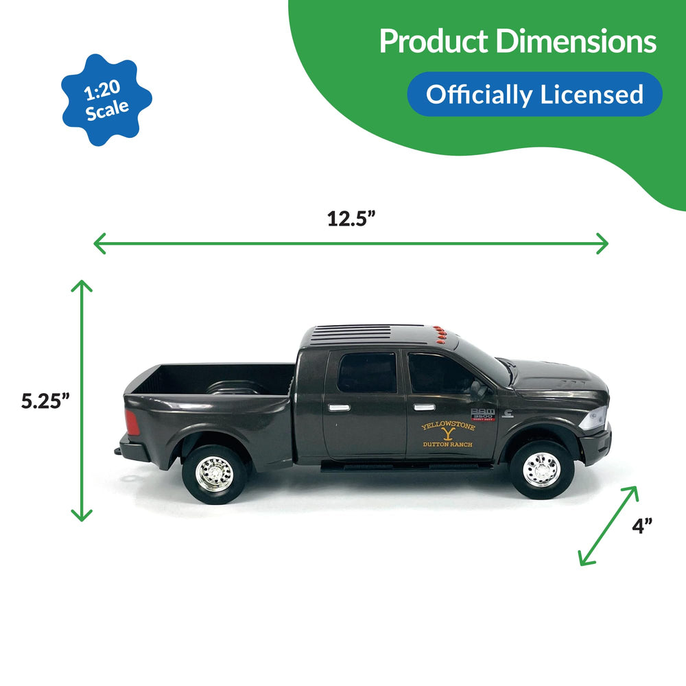 Big Country Toys Yellowstone Ram 3500 rubber side mirrors resist breakage during display.