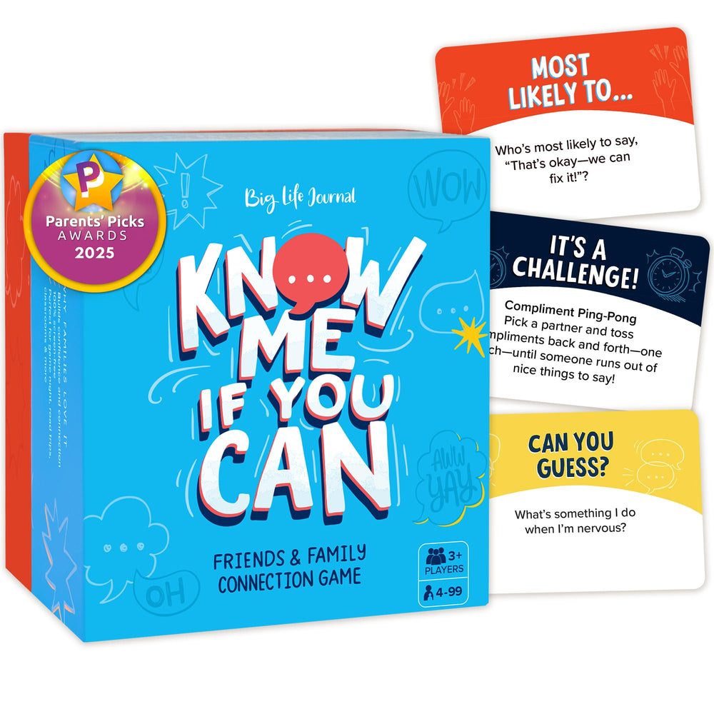 Big Life Journal Know Me If You Can deck with Can You Guess prompts sparks engaging conversations.