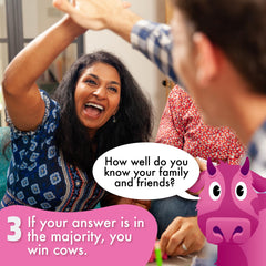 Big Potato Herd Mentality pink cow of doom card adding playful tension