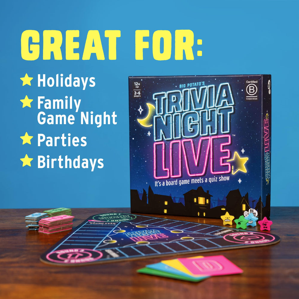 Big Potato Trivia Night Live is family-friendly and great for gatherings of all ages.