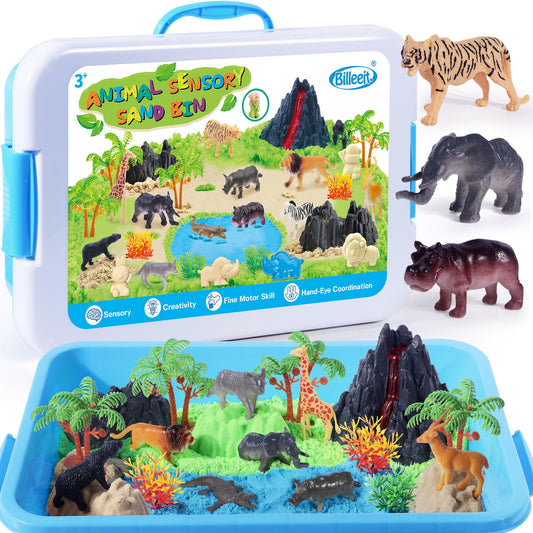 Billeeit Animal Sensory Bin map set for imaginative zoo play.
