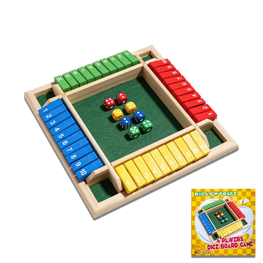 Billowvolve Shut The Box on a wooden board ready for strategic play.