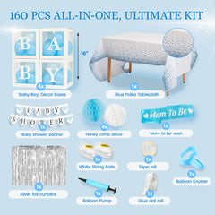 BIMASO decor boxes and tablecloth create cohesive styling at home celebrations.