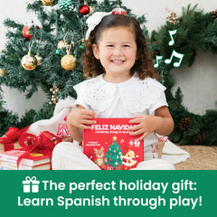 Binibi Spanish Musical Book illustrations show vibrant holiday scenes supporting sensory growth.