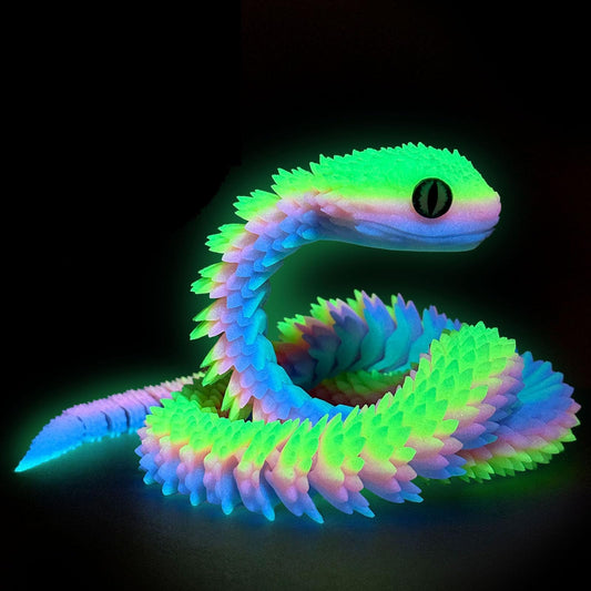 Binvin rainbow snake viper 24-inch with vivid colors for display and play