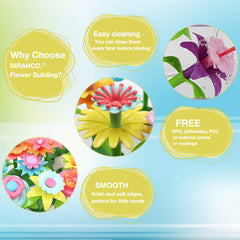 BIRANCO Flower Garden Building Set comes with a storage tray for quick cleanup after play.