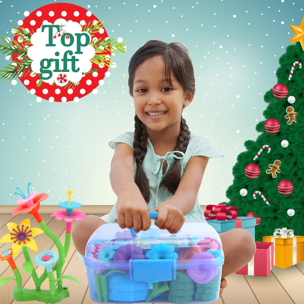BIRANCO Flower Garden Building Set during toddler playtime to boost hand-eye coordination and social sharing.