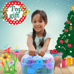 BIRANCO Flower Garden Building Set during toddler playtime to boost hand-eye coordination and social sharing.
