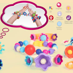 Biranco Pop Beads assembled necklace showcases easy snap-together design.