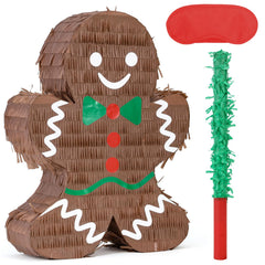 Birchio Christmas Gingerbread Man Pinata hanging for party decoration and candy reveal