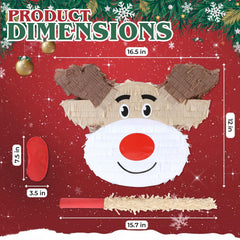 Birchio Christmas Reindeer Pinata hanging setup showing sturdy loop for safe use.