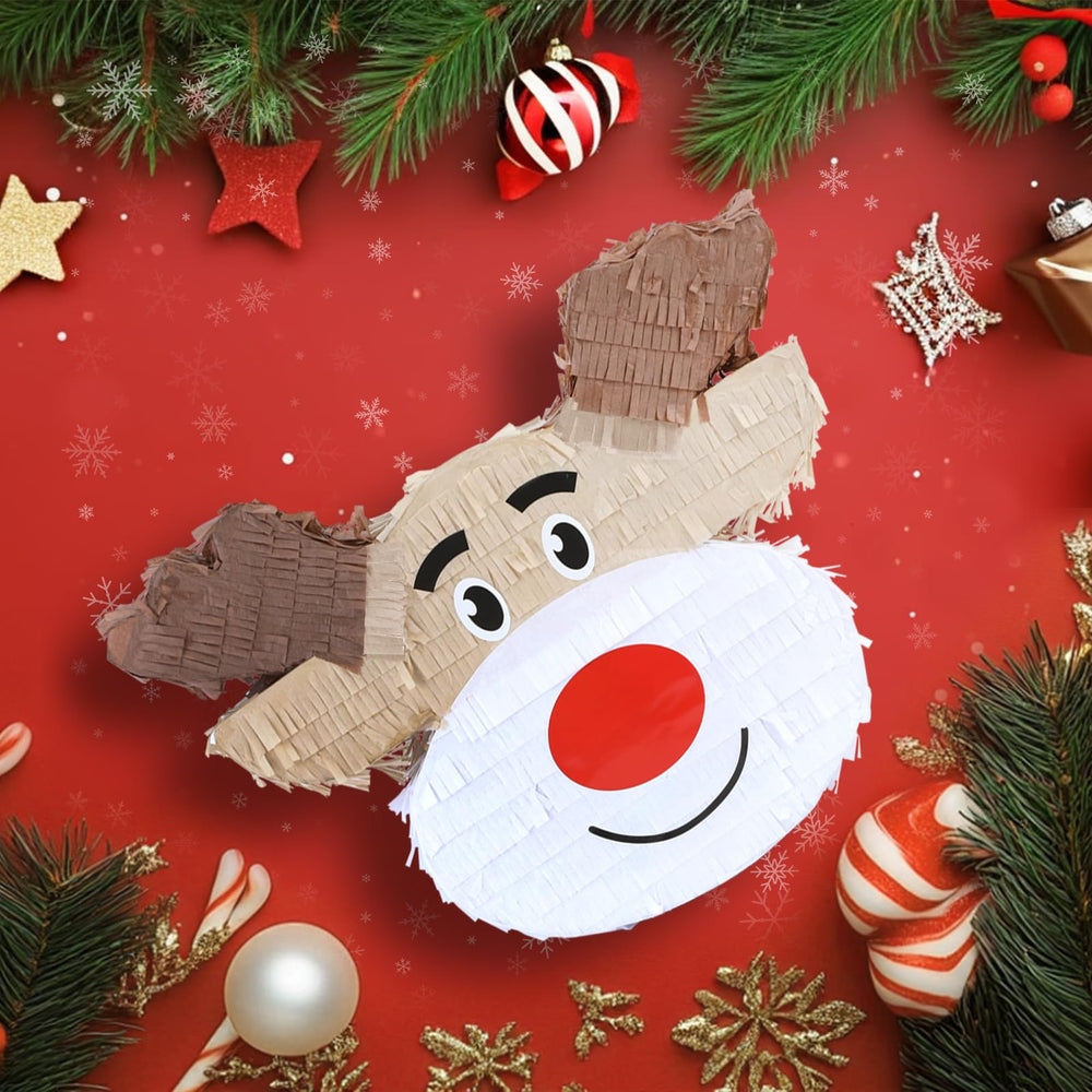 Birchio Christmas Reindeer Pinata in a holiday party scene as décor and game.