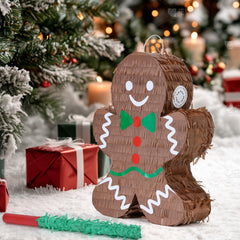 Birchio Gingerbread Man Pinata with blindfold and bat for interactive game