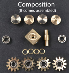 Bitopbi Pure Brass Fidget Cube gear-detail emphasizes tactile movement for focus