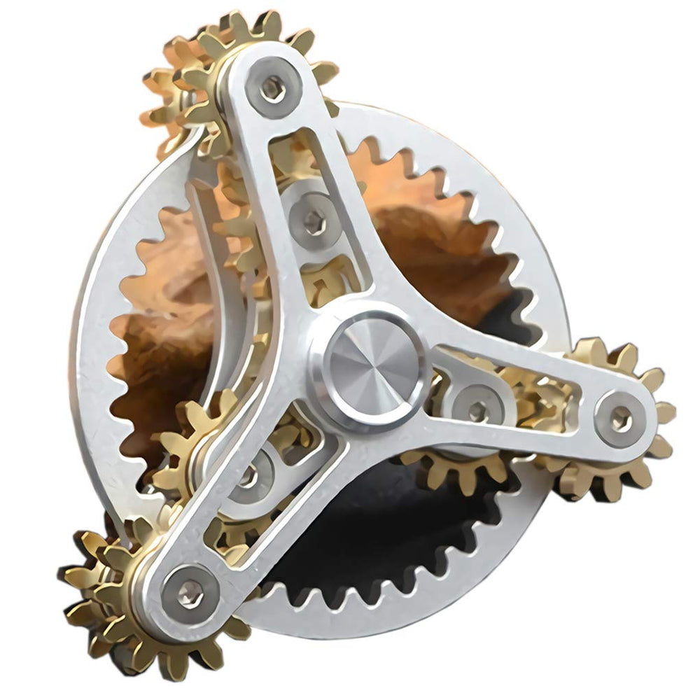 Bitopbi Pure Brass Fidget Spinner gear linkage top view for smooth, long spins.