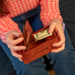 Bits and Pieces Secret Money Puzzle Box offers desk-friendly storage and intrigue