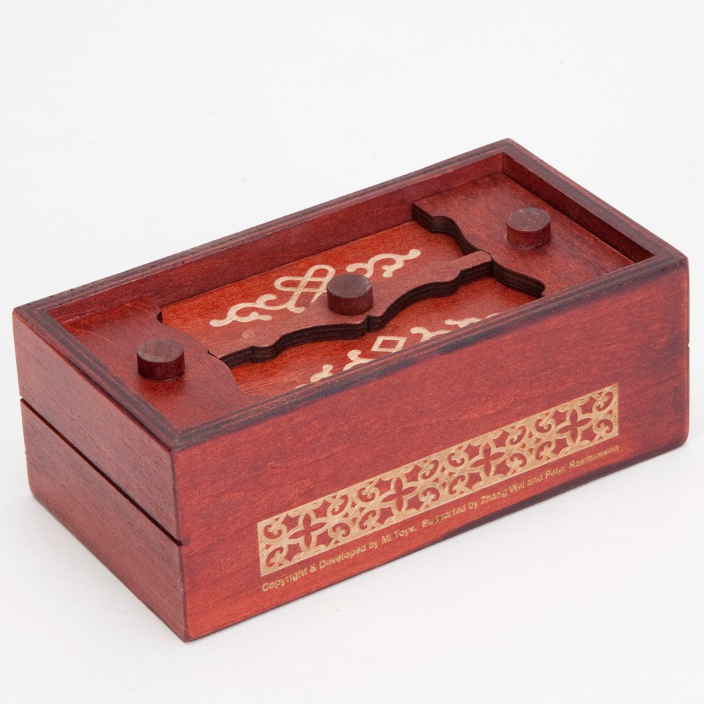 Bits and Pieces Secret Money Puzzle Box open to reveal hidden compartment