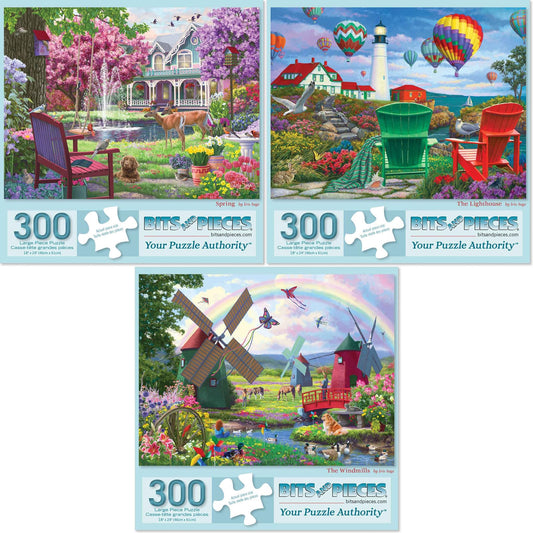 Bits and Pieces Spring puzzle—vibrant nature scene for mindful, family friendly evenings.
