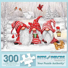 Bits and Pieces three-gnomes-scene puzzle for a cozy holiday puzzle session