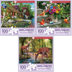 Bits and Pieces forest scene puzzle promotes calm, engaging activity for seniors.