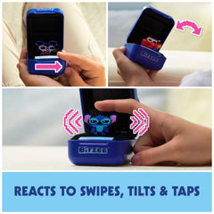 Bitzee Disney pod responds to swipes tilts and taps with sound.
