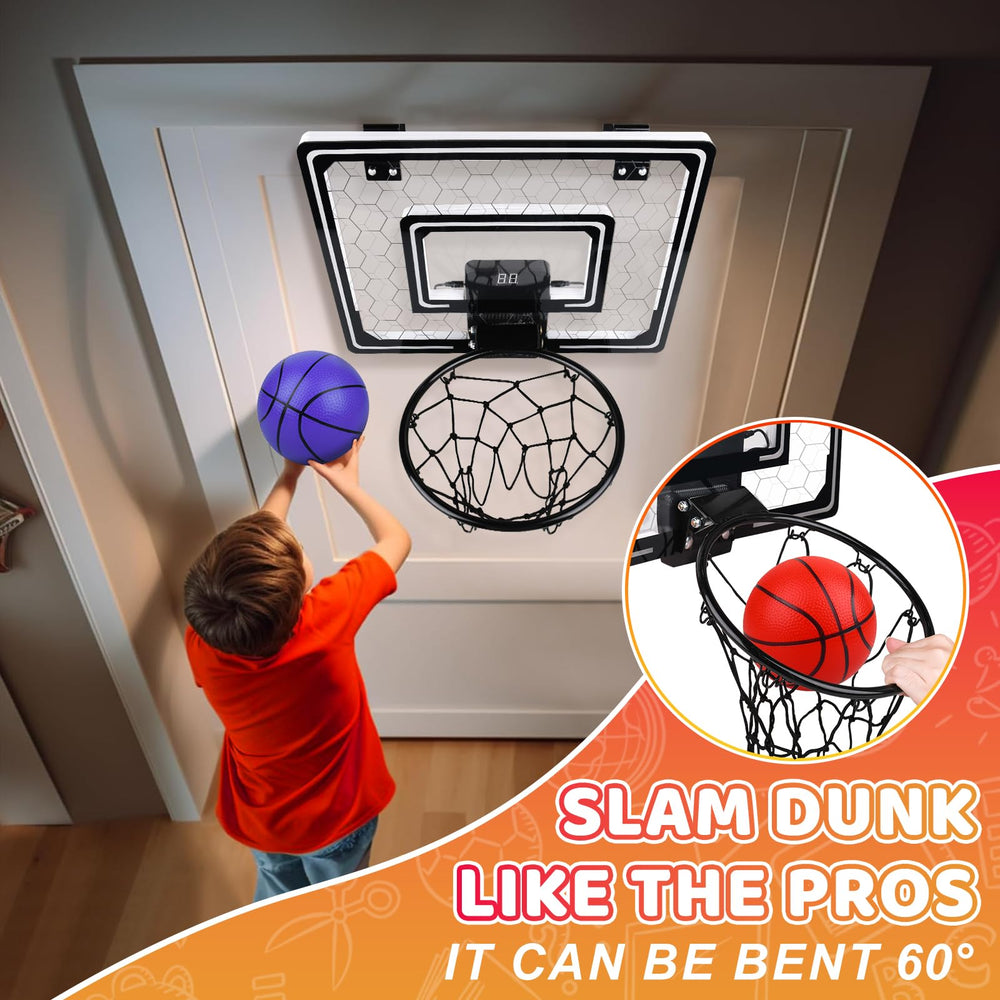 Biulotter basketball toy includes electronic scoring and cheer sounds for motivation.