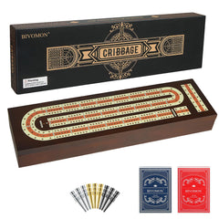 BIVOMON Cribbage board with magnetic lock keeps pieces secure during travel.
