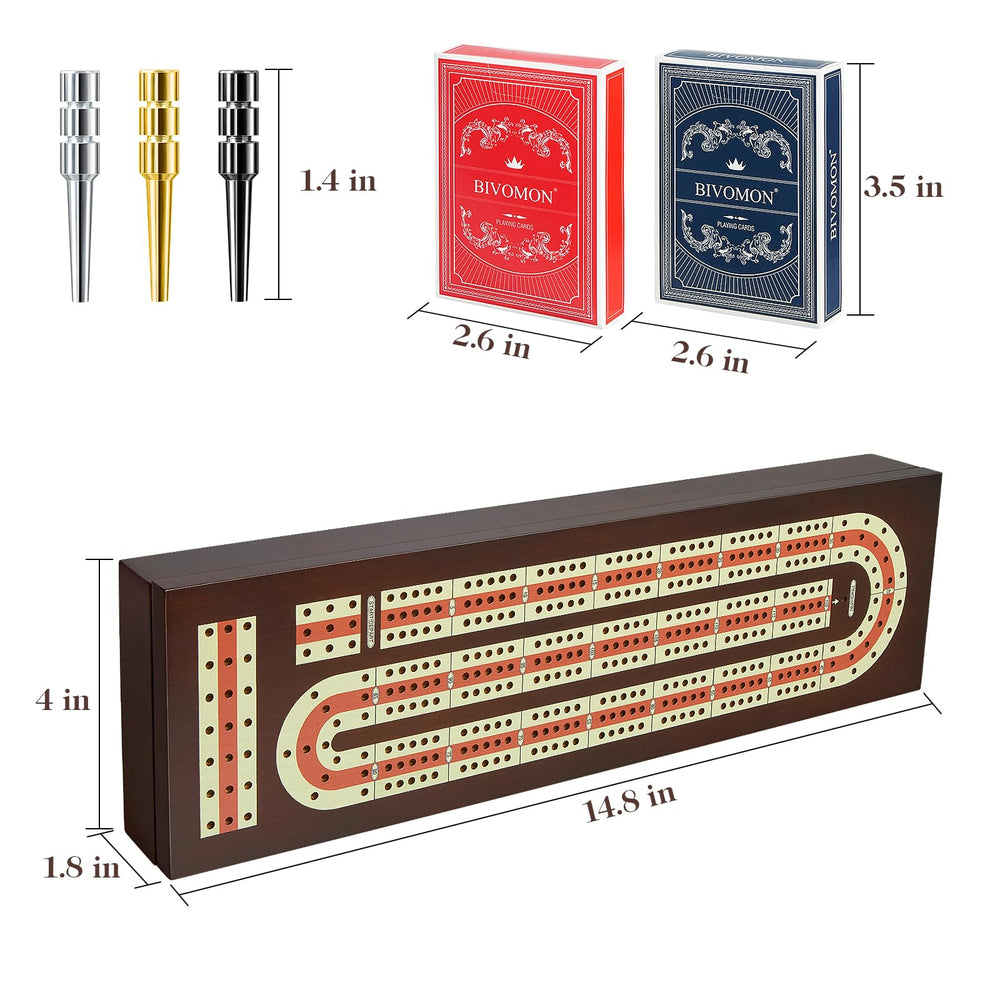Bright colored BIVOMON cribbage pegs for easy tracking and playful contrasts.