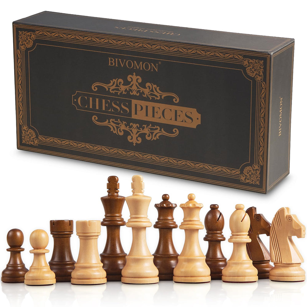BIVOMON heavy-weighted chess pieces with a 3.8-inch king for stable play