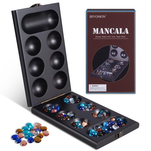 BIVOMON Mancala board folding for compact storage and travel.