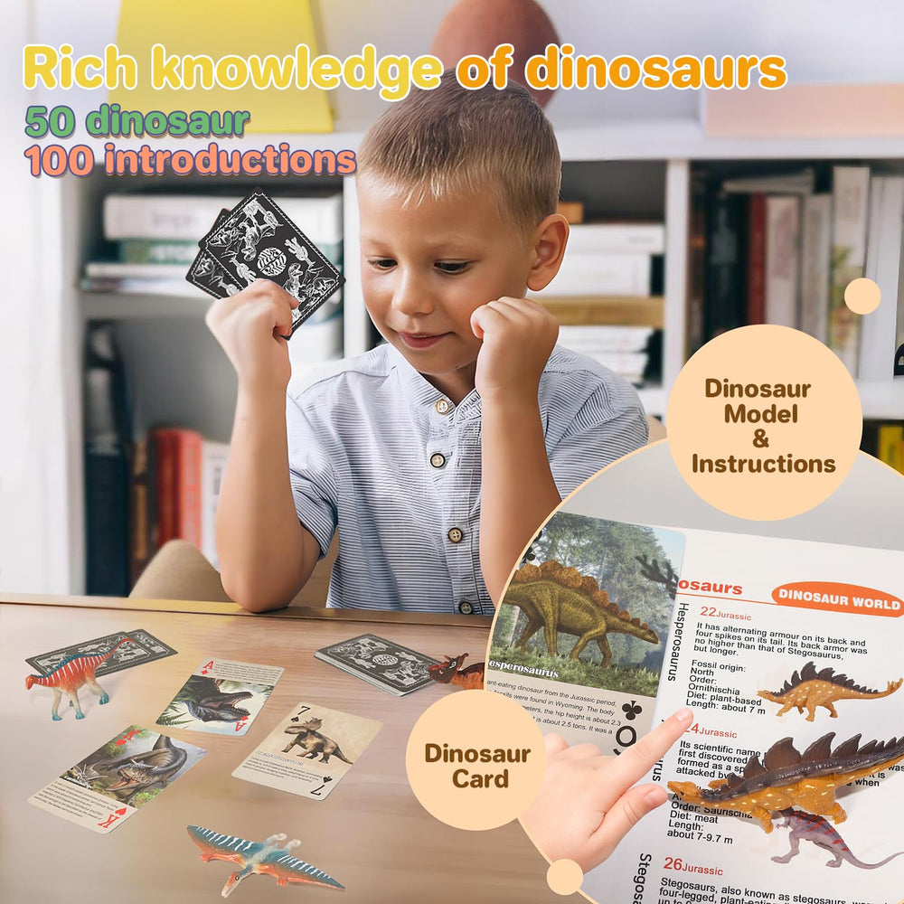 BIWASE play cards with detailed dinosaur photos for fun learning