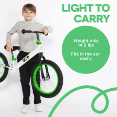 Bixe Balance Bike in green shows versatile color for kids.